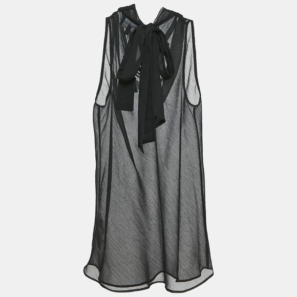 Emporio Armani Black Sheer Crepe Sleeveless Top M